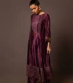 Purple dupion silk assymtreic yoke set