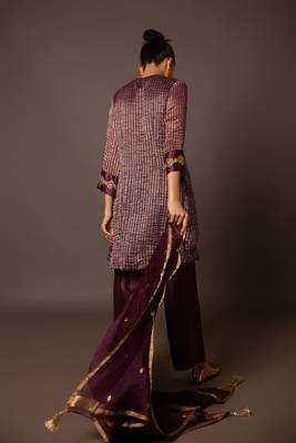 Purple zari stripe kurta set 5