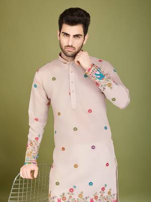 Ivery viscose silk thread & sequins embroidered work wedding ceremony festival marriage party wear straight kurta 4