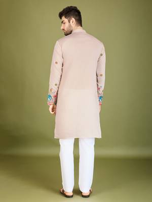 Ivery viscose silk thread & sequins embroidered work wedding ceremony festival marriage party wear straight kurta 5