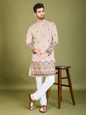 Ivery viscose silk thread & sequins embroidered work wedding ceremony festival marriage party wear straight kurta 1