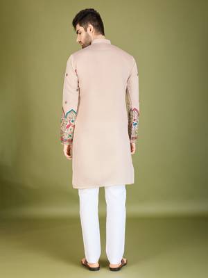 Ivery viscose silk thread & sequins embroidered work wedding ceremony festival marriage party wear straight kurta 5