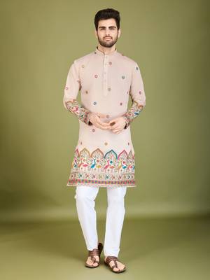 Ivery viscose silk thread & sequins embroidered work wedding ceremony festival marriage party wear straight kurta 6