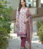  maroon cotton botanical print straight kurta with pant & printed dupatta