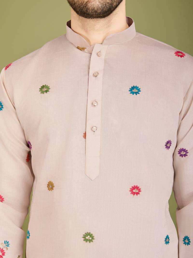 Ivery viscose silk thread & sequins embroidered work wedding ceremony festival marriage party wear straight kurta