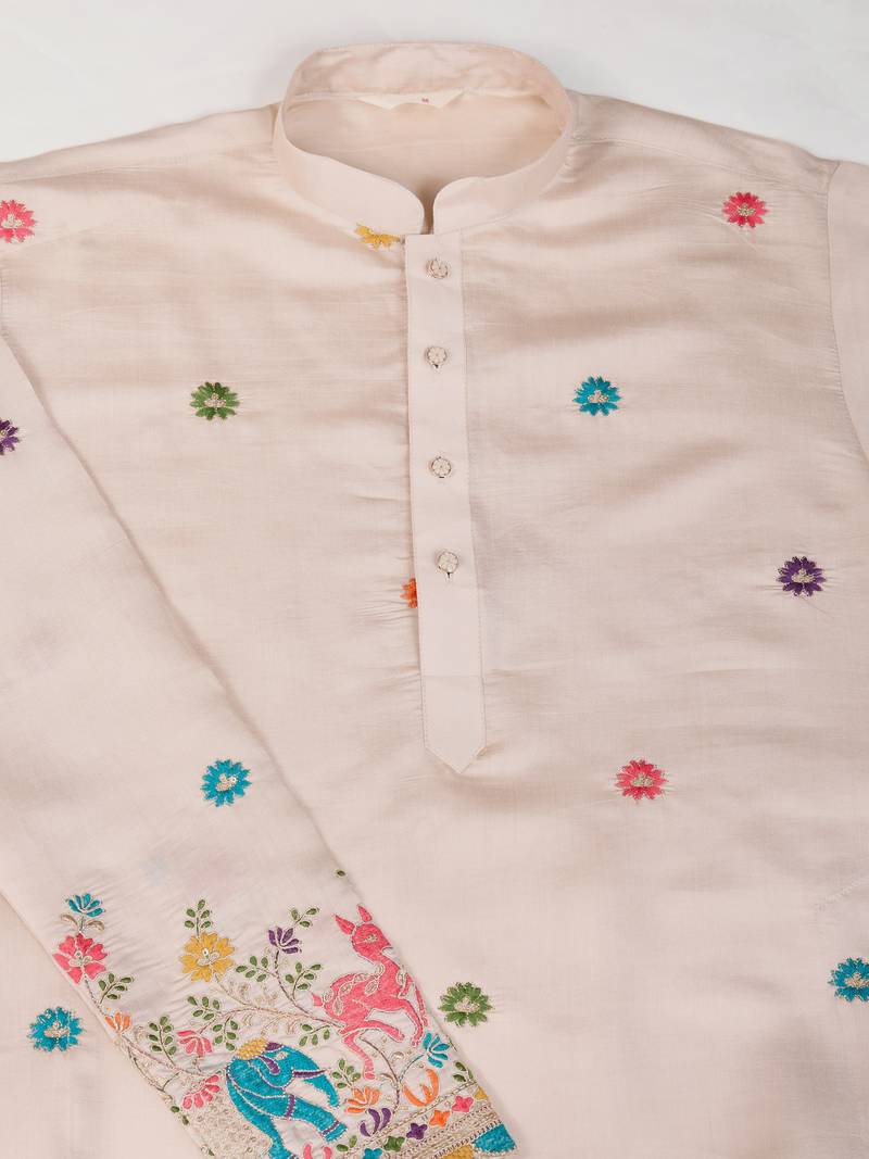 Ivery viscose silk thread & sequins embroidered work wedding ceremony festival marriage party wear straight kurta