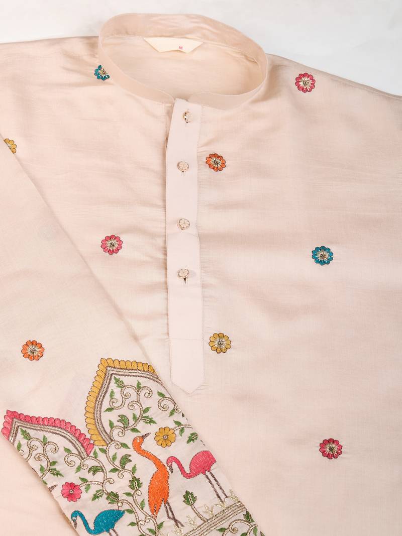 Ivery viscose silk thread & sequins embroidered work wedding ceremony festival marriage party wear straight kurta