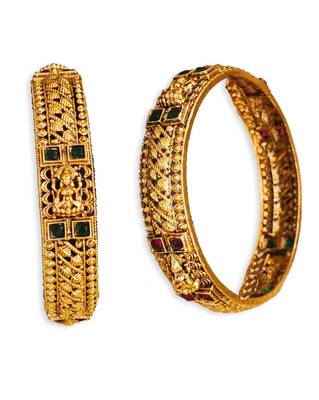 gold plated metal bangles with emerald & ruby 3