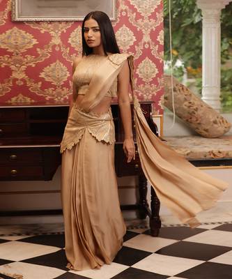 ready to wear auric emblazon auric saree set - neha garg 1