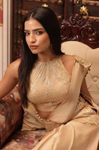 ready to wear auric emblazon auric saree set - neha garg