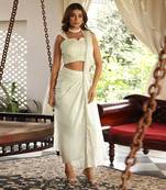 ready to wear lime suave amber saree set - neha garg