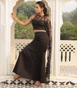 Inky black  bling top veil & skirt set - neha garg