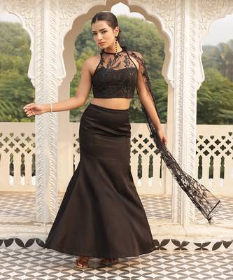 Inky black  bling top veil & skirt set - neha garg 2