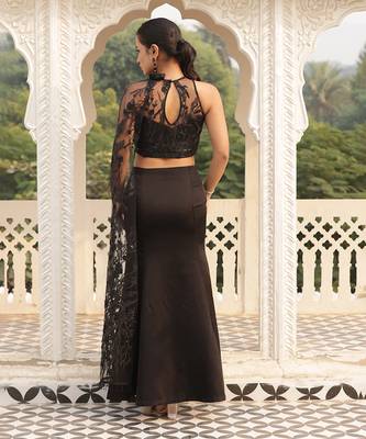 Inky black  bling top veil & skirt set - neha garg 5