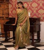 ready to wear emerald gold raabta saree set - neha garg