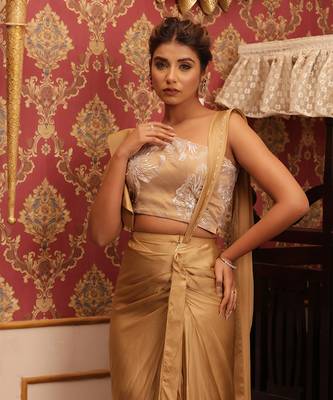 ready to wear auric drape ruffle saree set - neha garg 1