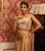 ready to wear auric drape ruffle saree set - neha garg