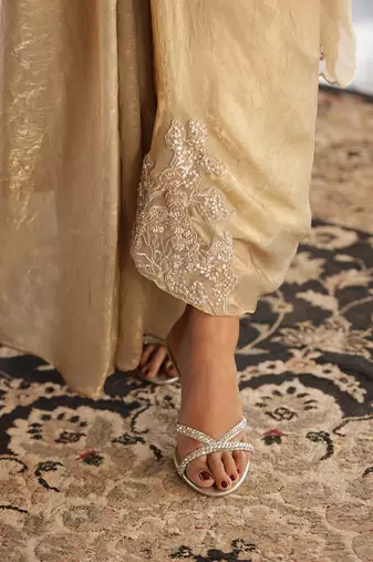 Pista gold noor lehenga set - neha garg