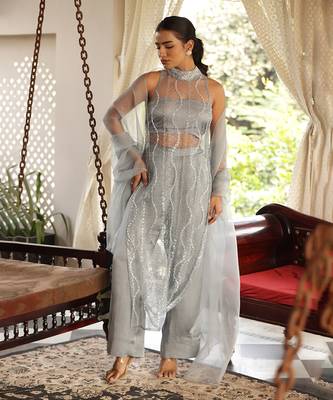 Sky pearl pearl plop embellished suit set - neha garg 5