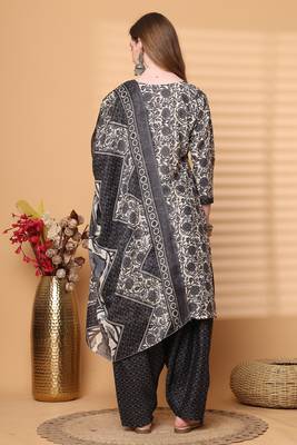 off white & grey cotton blend printed ready to wear patiala salwar suit 2