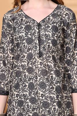 off white & grey cotton blend printed ready to wear patiala salwar suit 3