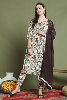 women's cotton floral printed kurta & pant with dupatta 1