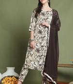 women's cotton floral printed kurta & pant with dupatta