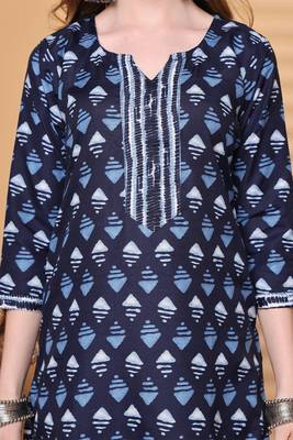 navy blue & white cotton blend printed ready to wear patiala salwar suit 3