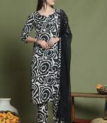 women's cotton abstract printed kurta & pant with dupatta