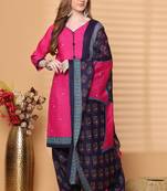 pink cotton blend printed ready to wear patiala salwar suit
