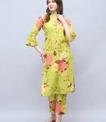 women's cotton floral printed kurta with pant