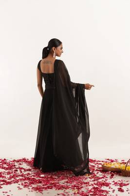 Black Georgette Sequin Work Lehenga Choli 2