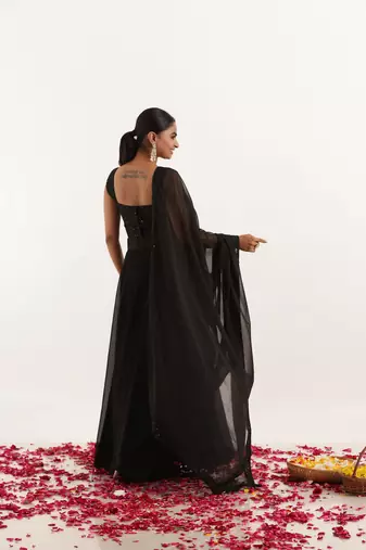 Black Georgette Sequin Work Lehenga Choli