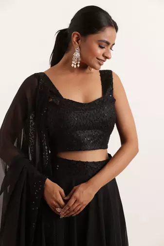 Black Georgette Sequin Work Lehenga Choli