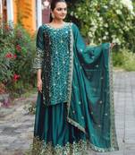 green COTTON  embroidery party wear suit set  