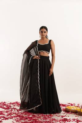 Black  Embellished Georgette lehenga choli 1