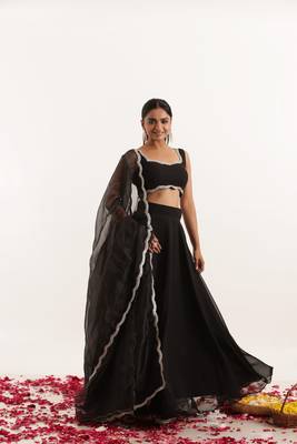 Black  Embellished Georgette lehenga choli 2