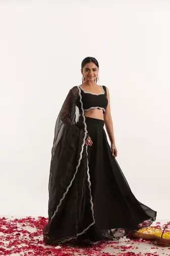 Black  Embellished Georgette lehenga choli