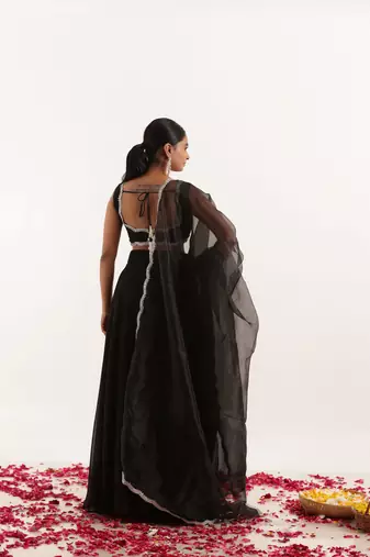 Black  Embellished Georgette lehenga choli