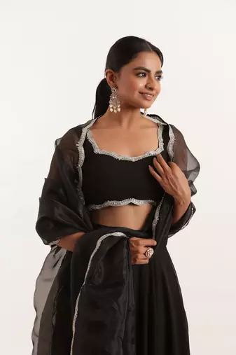 Black  Embellished Georgette lehenga choli
