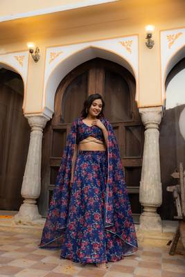 BLUE FLORAL PRINTED lehenga choli SET 1