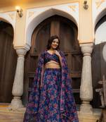 BLUE FLORAL PRINTED lehenga choli SET