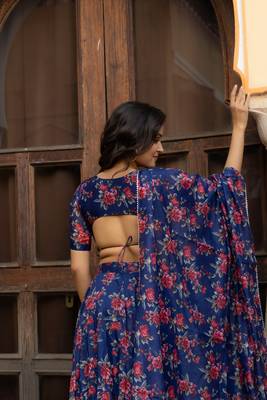 BLUE FLORAL PRINTED lehenga choli SET 2