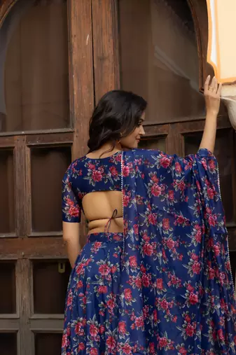 BLUE FLORAL PRINTED lehenga choli SET