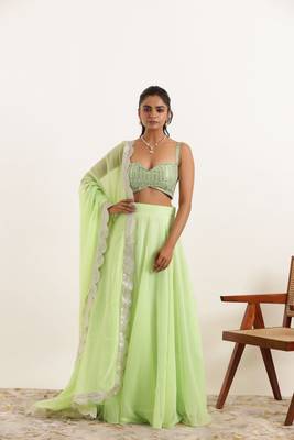 Light Neon Green Detailed lehenga choli Set 1