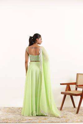 Light Neon Green Detailed lehenga choli Set 2