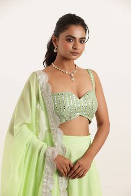 Light Neon Green Detailed lehenga choli Set 3