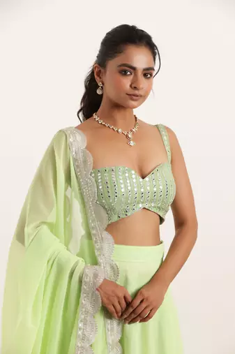 Light Neon Green Detailed lehenga choli Set
