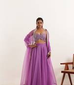 Lavender Detailed Organza lehenga choli Set