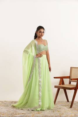 Light Neon Green Detailed lehenga choli Set 4